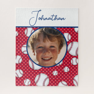 Puzzle Boys Baseball Rouge Blanc Bleu Photo personnalisée