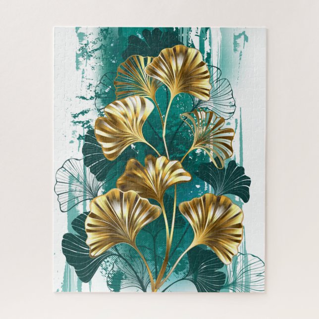 Puzzle Branche avec Feuilles d'or Ginko Biloba (Vertical)