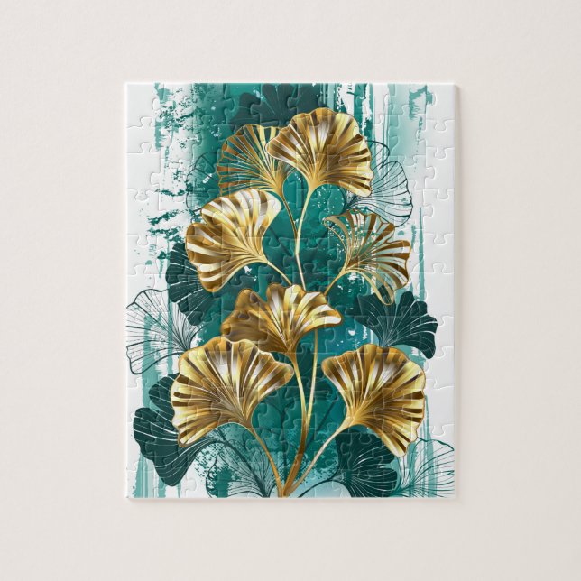 Puzzle Branche avec Feuilles d'or Ginko Biloba (Vertical)