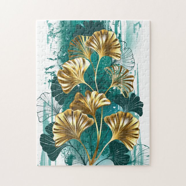 Puzzle Branche avec Feuilles d'or Ginko Biloba (Vertical)