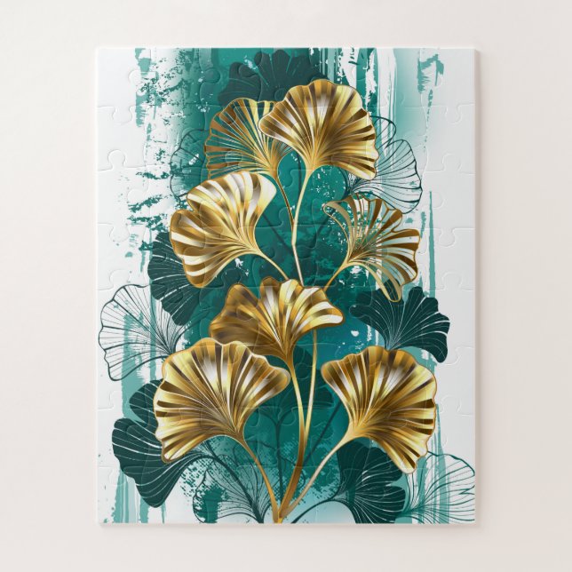Puzzle Branche avec Feuilles d'or Ginko Biloba (Vertical)