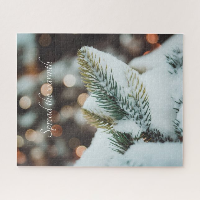 Puzzle Branche d'épinette de Noël et feux d'hiver (Horizontal)
