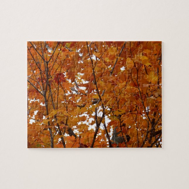 Puzzle Branches de feuilles d'érable I Automne orange (Horizontal)