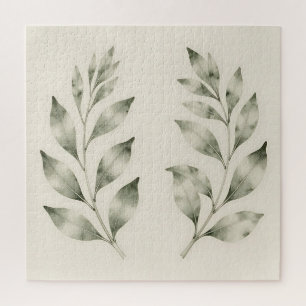 Puzzle Branches de laurier à l'aquarelle élégante