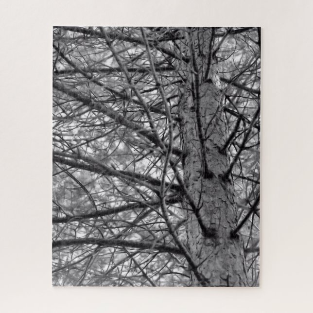 Puzzle Branches de pin en noir et blanc (Vertical)