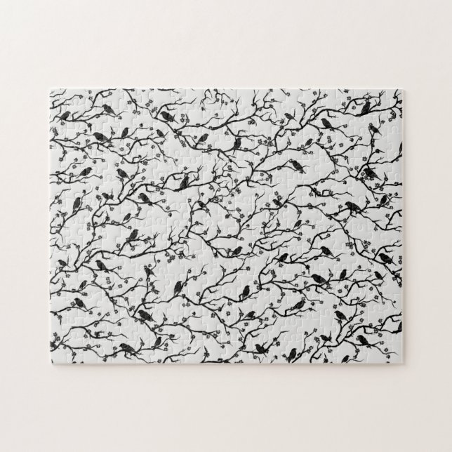 Puzzle Branches Oiseaux et Sakura Peinture japonaise (Horizontal)