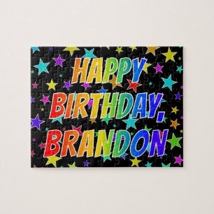 Puzzle "BRANDON" Prénom, Amusant "HEUREUX ANNIVERSAIRE"