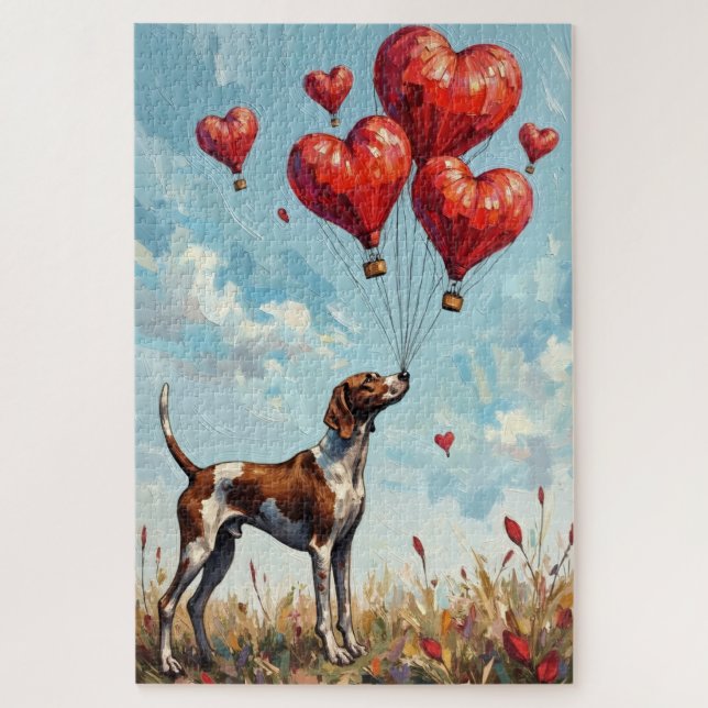 Puzzle Braque allemand Saint-Valentin Cœur  (Vertical)