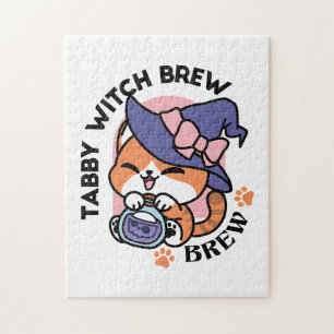 Puzzle Brassin de sorcière tigrée – Joli design de chat d