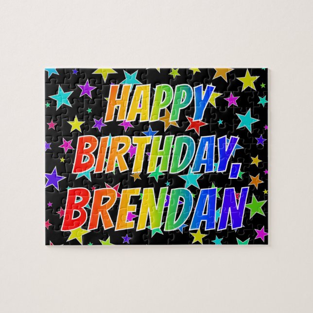 Puzzle "BRENDAN" Prénom, Amusant "HEUREUX ANNIVERSAIRE" (Horizontal)