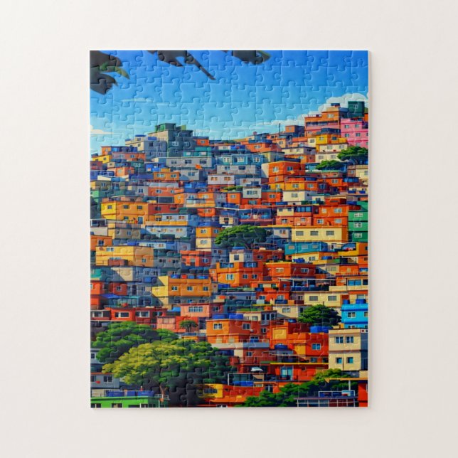 Puzzle Brésil colline coloré chic élégant (Vertical)