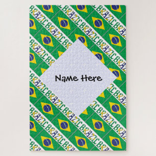 Puzzle Brésil Drapeau Brésilien Personnalisé Nom 
