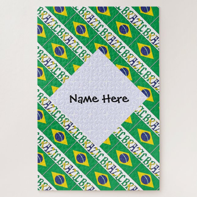 Puzzle Brésil Drapeau Brésilien Personnalisé Nom  (Vertical)