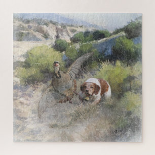 Puzzle Bretagne Espagnol chasse perdrix chukar, Art