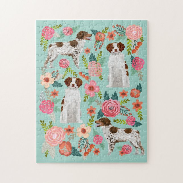 Puzzle Bretagne Spaniel Floral (Vertical)