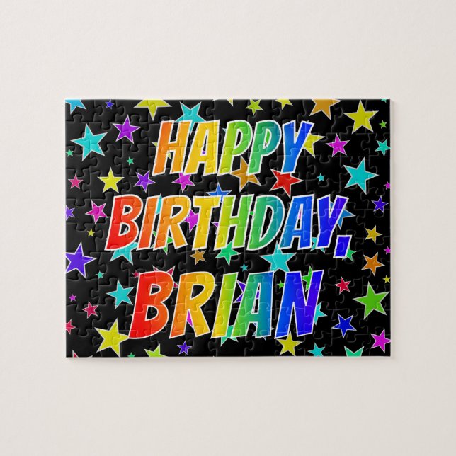 Puzzle "BRIAN" Prénom, Amusant "HEUREUX ANNIVERSAIRE" (Horizontal)