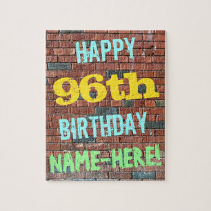 Puzzle Brick Wall Graffiti Inspired 96th Birthday + Name