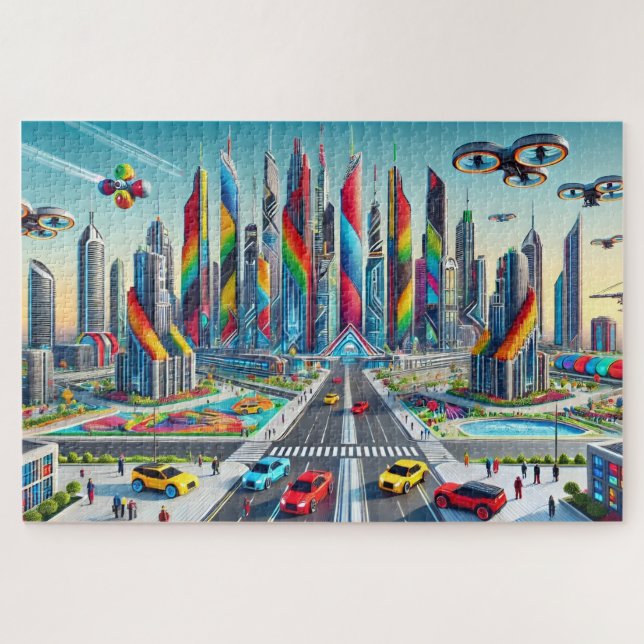 Puzzle Bricktopie : Le paysage urbain futuriste (Horizontal)