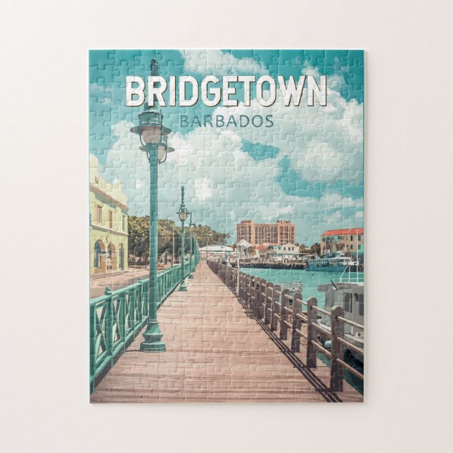 Puzzle Bridgetown Barbade Illustration Voyage Art Retro (Vertical)