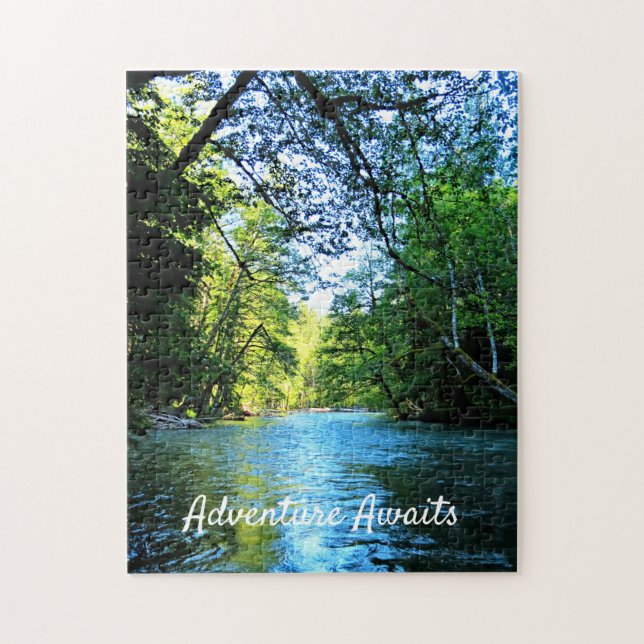 Puzzle Bright Blue River Under Green Trees à Washington (Vertical)