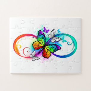Puzzle Bright infinity with rainbow butterfly
