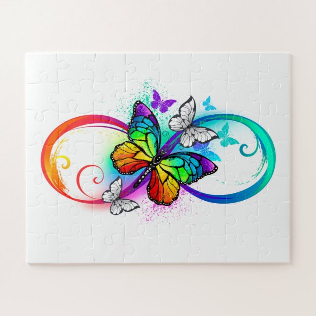 Puzzle Bright infinity with rainbow butterfly (Horizontal)