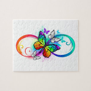 Puzzle Bright infinity with rainbow butterfly