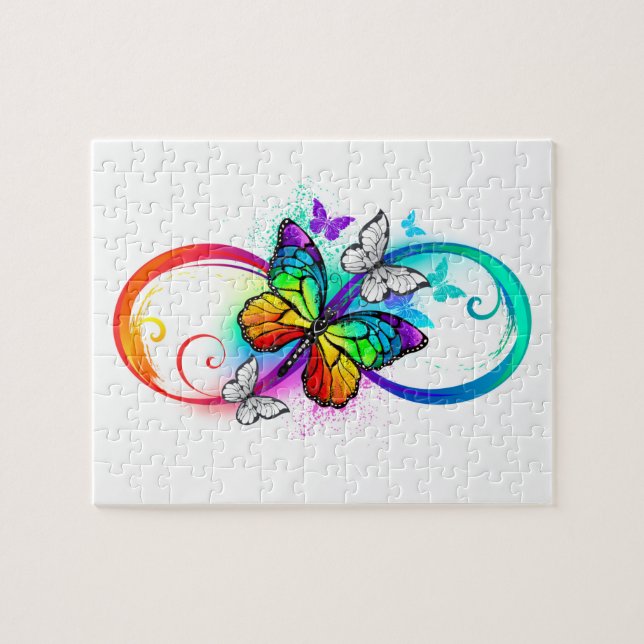 Puzzle Bright infinity with rainbow butterfly (Horizontal)