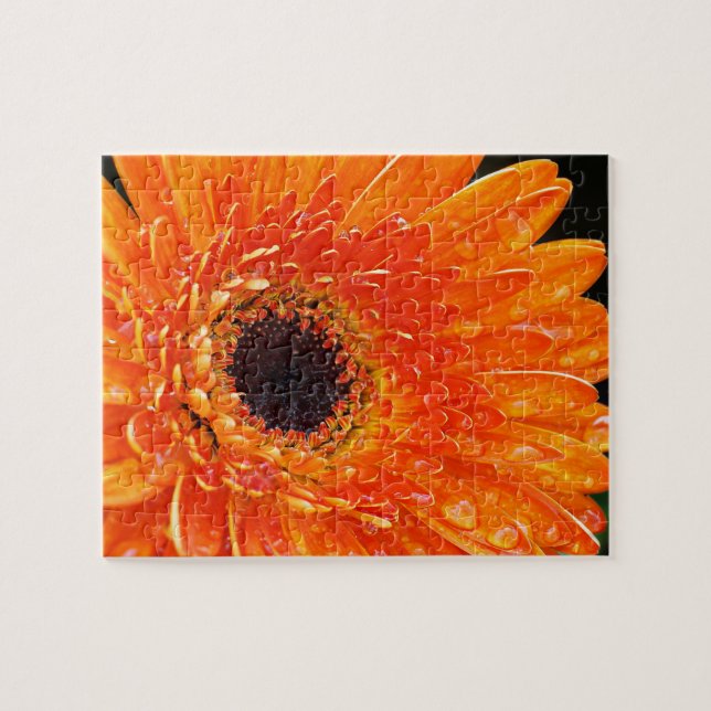 Puzzle Bright Orange Gerbera Daisy Macro Photographie (Horizontal)