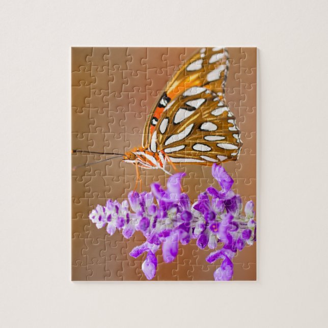 Puzzle Bright Orange Gulf Fritillary Butterfly (Vertical)