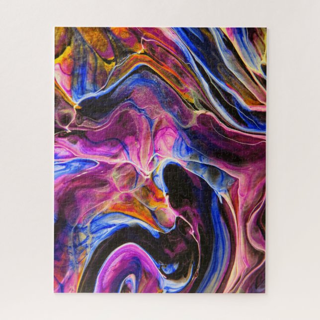 Puzzle Bright Paint Liquid Waves Abstract Art  (Vertical)