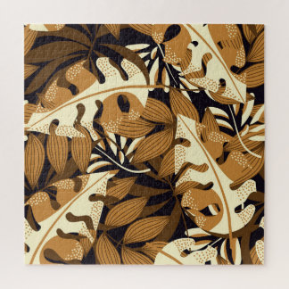 Puzzle Bright Tropical Feuilles Dark Motif