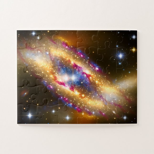 Puzzle Brillant violet doré et bleu starfield amusant gal (Horizontal)