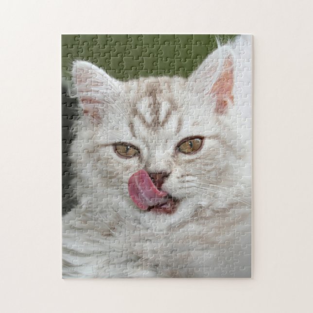 Puzzle British Longhair Kitten - Chocolat, Tabby d'argent (Vertical)