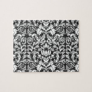 Puzzle Brocard de dentelle en damas noir et blanc vintage