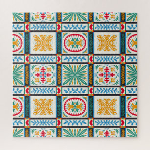 Puzzle Broderie italienne Majolica : Floral méditerranéen