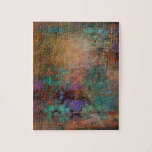 Puzzle Bronze, Turquoise, violet Abstrait