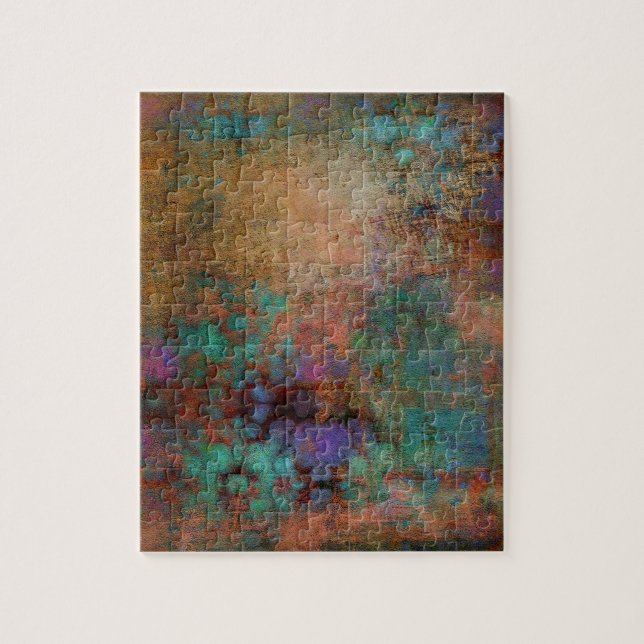 Puzzle Bronze, Turquoise, violet Abstrait (Vertical)