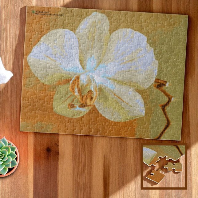 Puzzle Brosse Tropical Orchid dans les tons d'orange (11" x 14", 252 piece orchid jigsaw puzzle)
