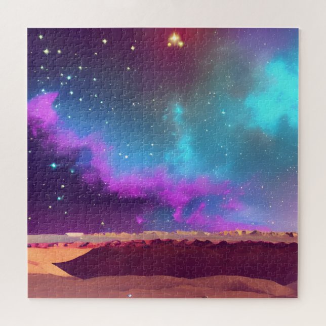 Puzzle Brouillard bleu et pourpre cosmique sur la nuit de (Horizontal)