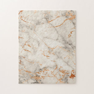 Puzzle Brown Accents and White Abstract Pattern