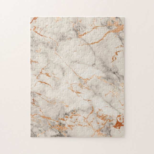 Puzzle Brown Accents and White Abstract Pattern (Vertical)