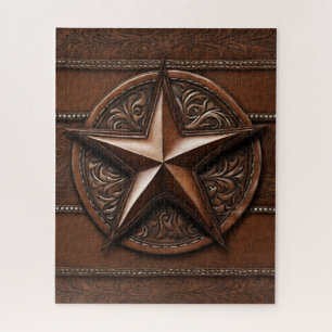 Puzzle Brown Cowboy Rustique Western Country Texas Star