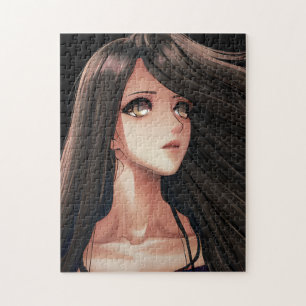 Puzzle Brown Eyed Brunette Anime Girl
