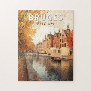 Puzzle Bruges Belgique Illustration Voyage Art Vintage