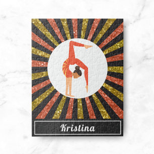 Puzzle Brunette Girl Gymnast Gymnastique Or Orange Nom