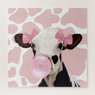 Puzzle Bubblegum rose fille soufflant vache