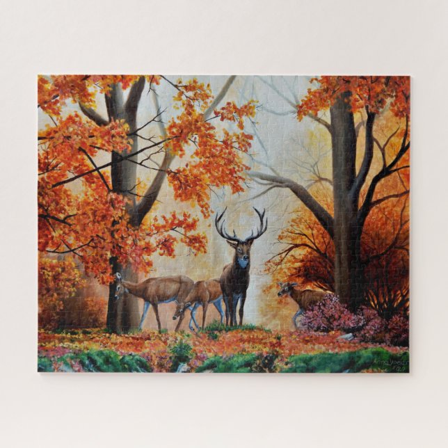 Puzzle Buck Deer et fait dans la forêt d'automne / concep (Horizontal)