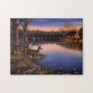 Puzzle Buck n Doe Deer au Cabine au lac Jigsaw Pu