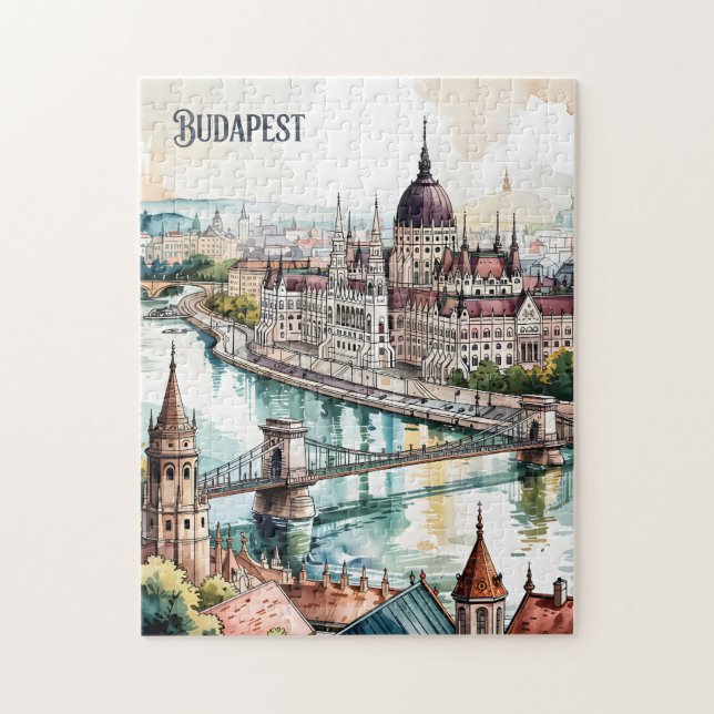 Puzzle Budapest Hongrie Parlement Rivière Danube Skyline (Vertical)